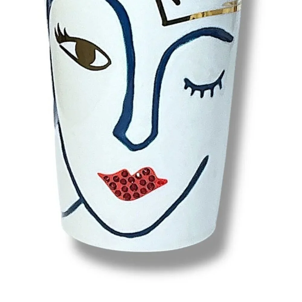 Starbucks 2016 Anniversary Ceramic Tumbler Swarovski Red Crystal Lip Siren Mug